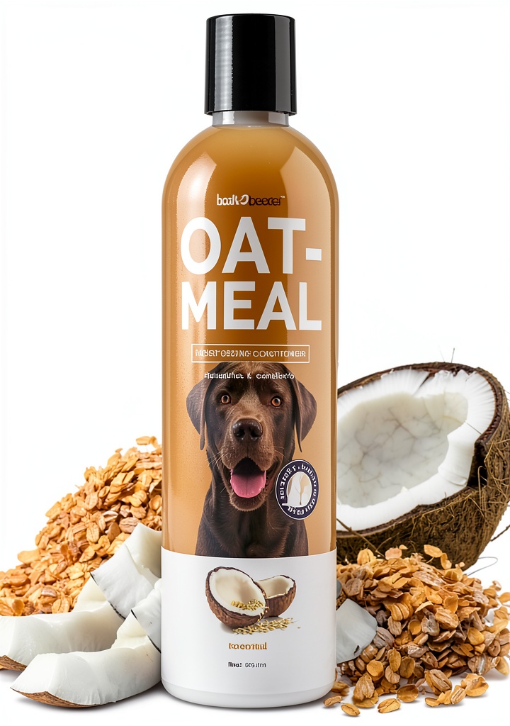 Dog conditioner Senproco Oatmeal Hydrating bottle on a bathroom countertop