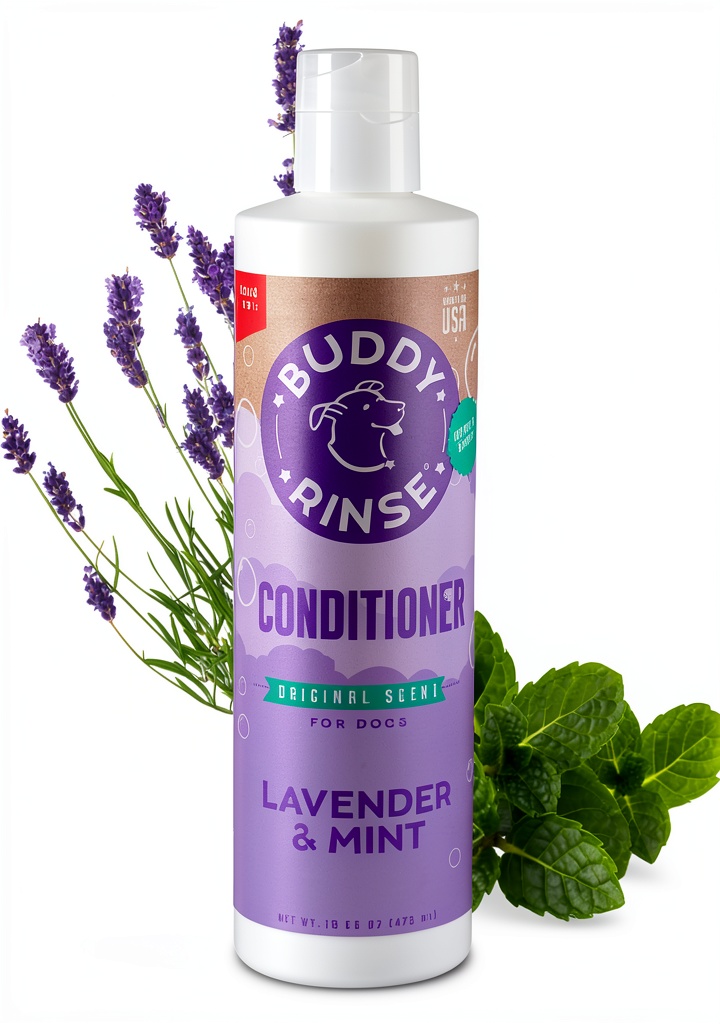 Buddy Dog Conditioner being applied to a wet dog coat