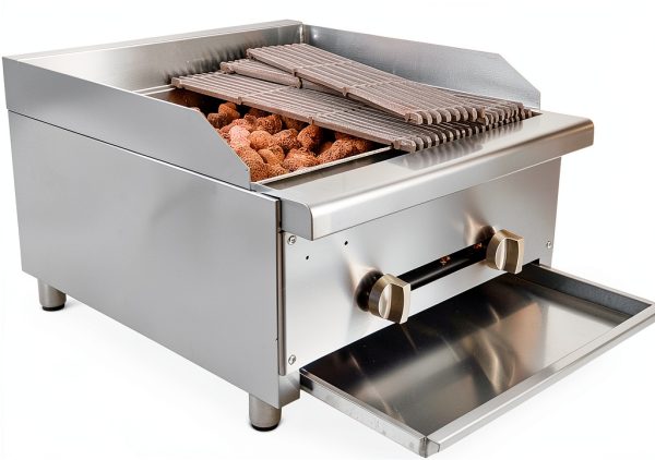 24'' Commercial Charbroiler Lava Rock 2-Burner Griddle STEELBUS-8