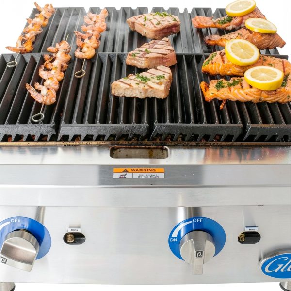 Globe Food Equip Countertop 24in Cast Iron Gas Charbroiler GCB24G-CR-7