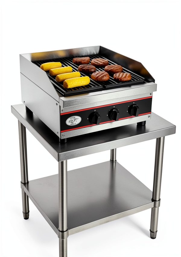 Express-KitchQuip 18" Countertop Gas Charcoal Broiler 18,000 BTU Iron-4