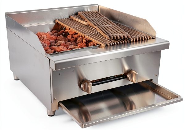 24'' Commercial Charbroiler Lava Rock 2-Burner Griddle STEELBUS-1