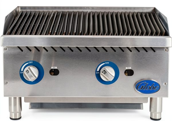 Globe Food Equip Countertop 24in Cast Iron Gas Charbroiler GCB24G-CR-2
