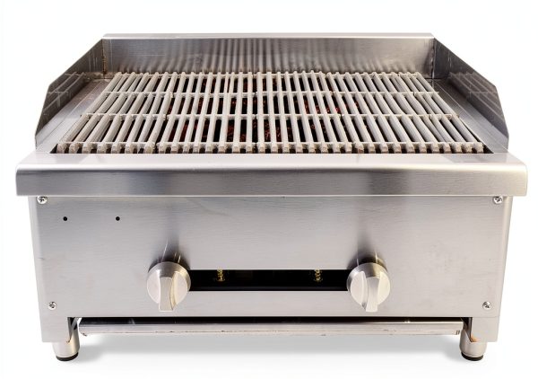 24'' Commercial Charbroiler Lava Rock 2-Burner Griddle STEELBUS-6